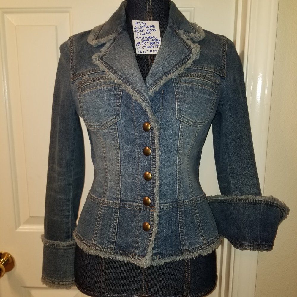 #374 NWT Classique Entier Denim Fringe Jacket SP